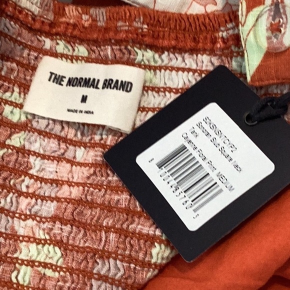 The Normal Brand Sonoran Slub Square Neck Tank Size M Cayenne Floral Print - Picture 6 of 7